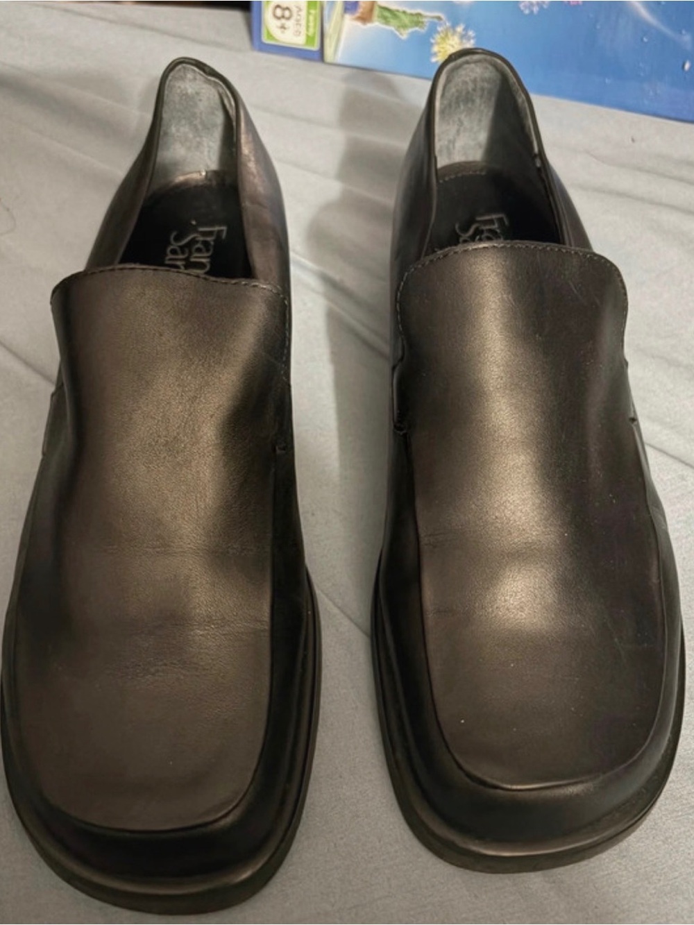 Franco Sarto Black Leather Slip-On Loafers